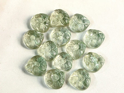 Natural Green Amethyst flower carved Mix shape Cabs