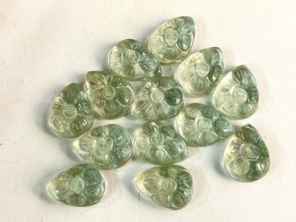 Natural Green Amethyst flower carved Mix shape Cabs