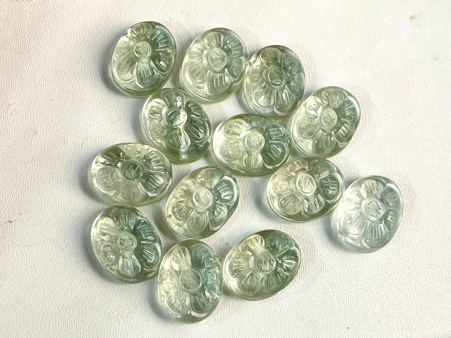 Natural Green Amethyst flower carved Mix shape Cabs