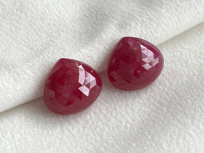 Ruby Heart Shape Faceted Pair
