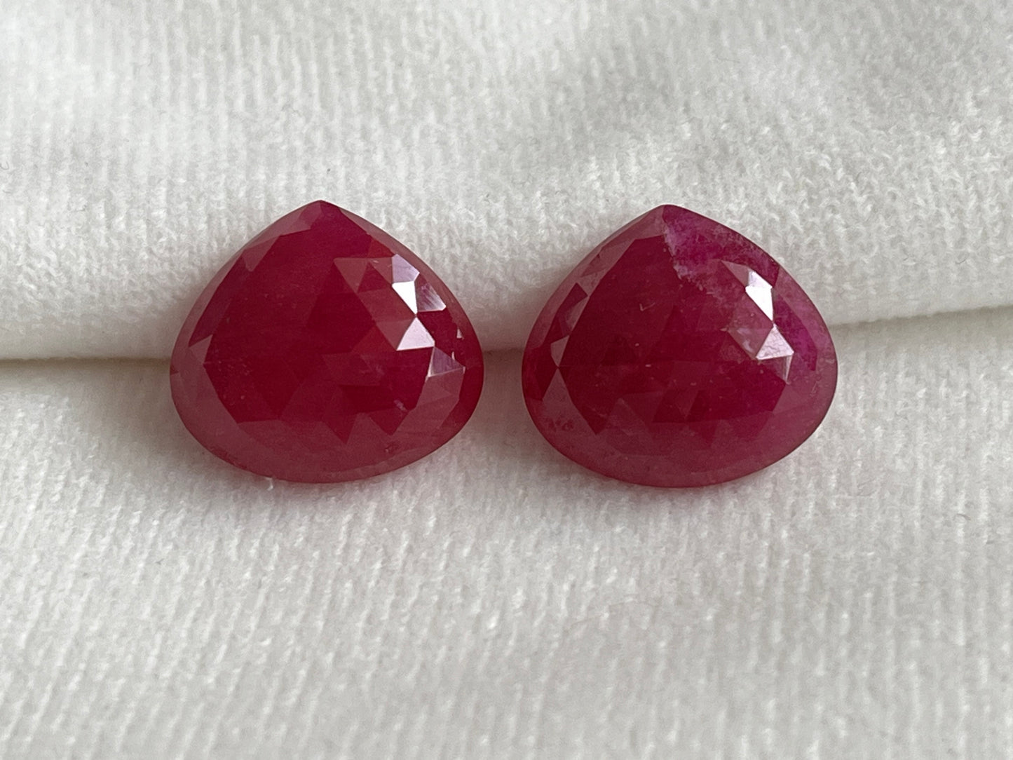 Ruby Heart Shape Faceted Pair