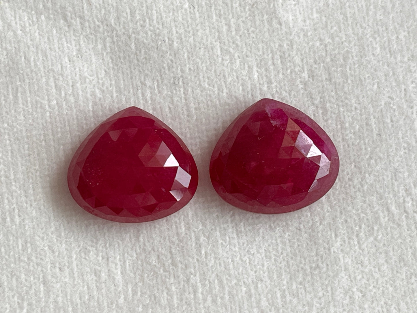 Ruby Heart Shape Faceted Pair