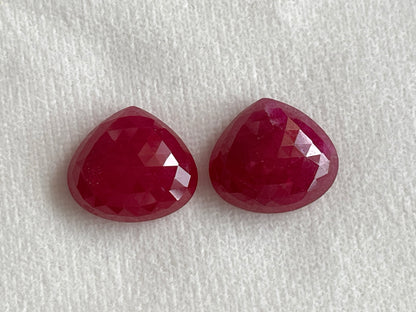 Ruby Heart Shape Faceted Pair