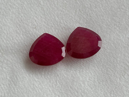 Ruby Heart Shape Faceted Pair