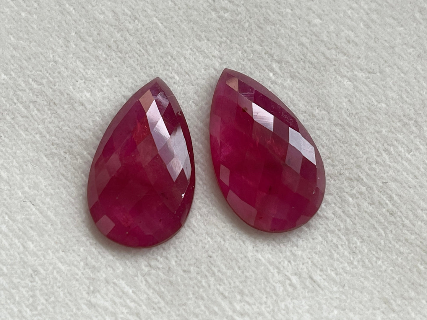 Ruby Pear Shape Faceted Pair