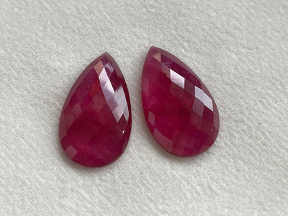 Ruby Pear Shape Faceted Pair
