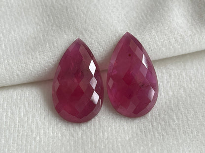 Ruby Pear Shape Faceted Pair