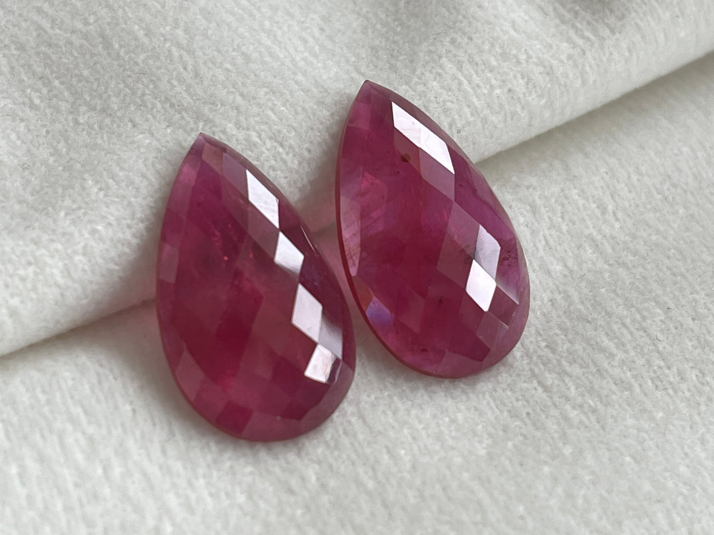 Ruby Pear Shape Faceted Pair