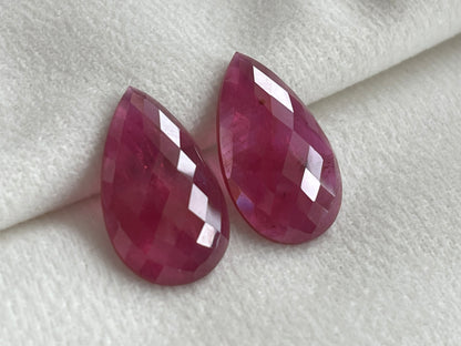 Ruby Pear Shape Faceted Pair