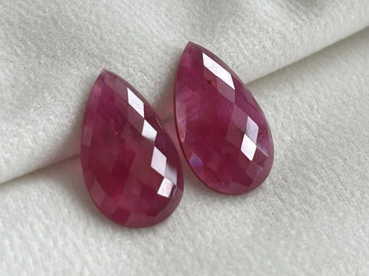 Ruby Pear Shape Faceted Pair
