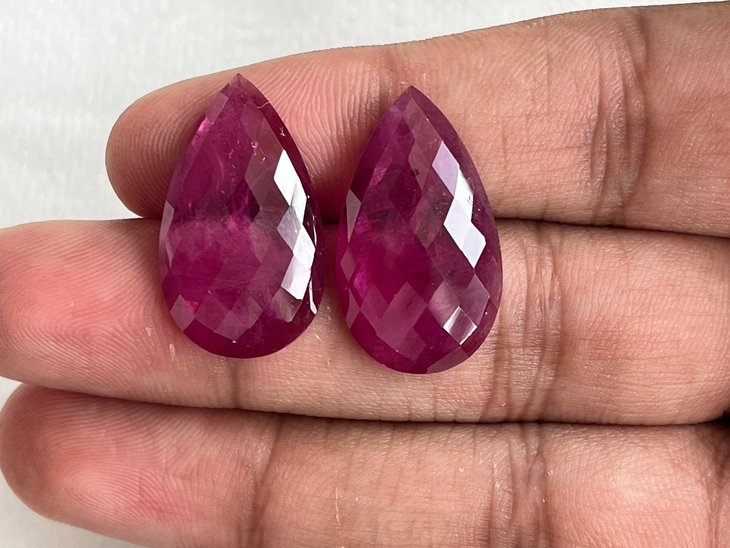 Ruby Pear Shape Faceted Pair