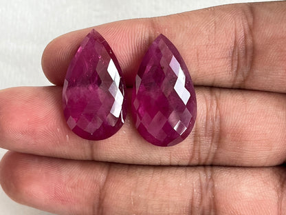 Ruby Pear Shape Faceted Pair