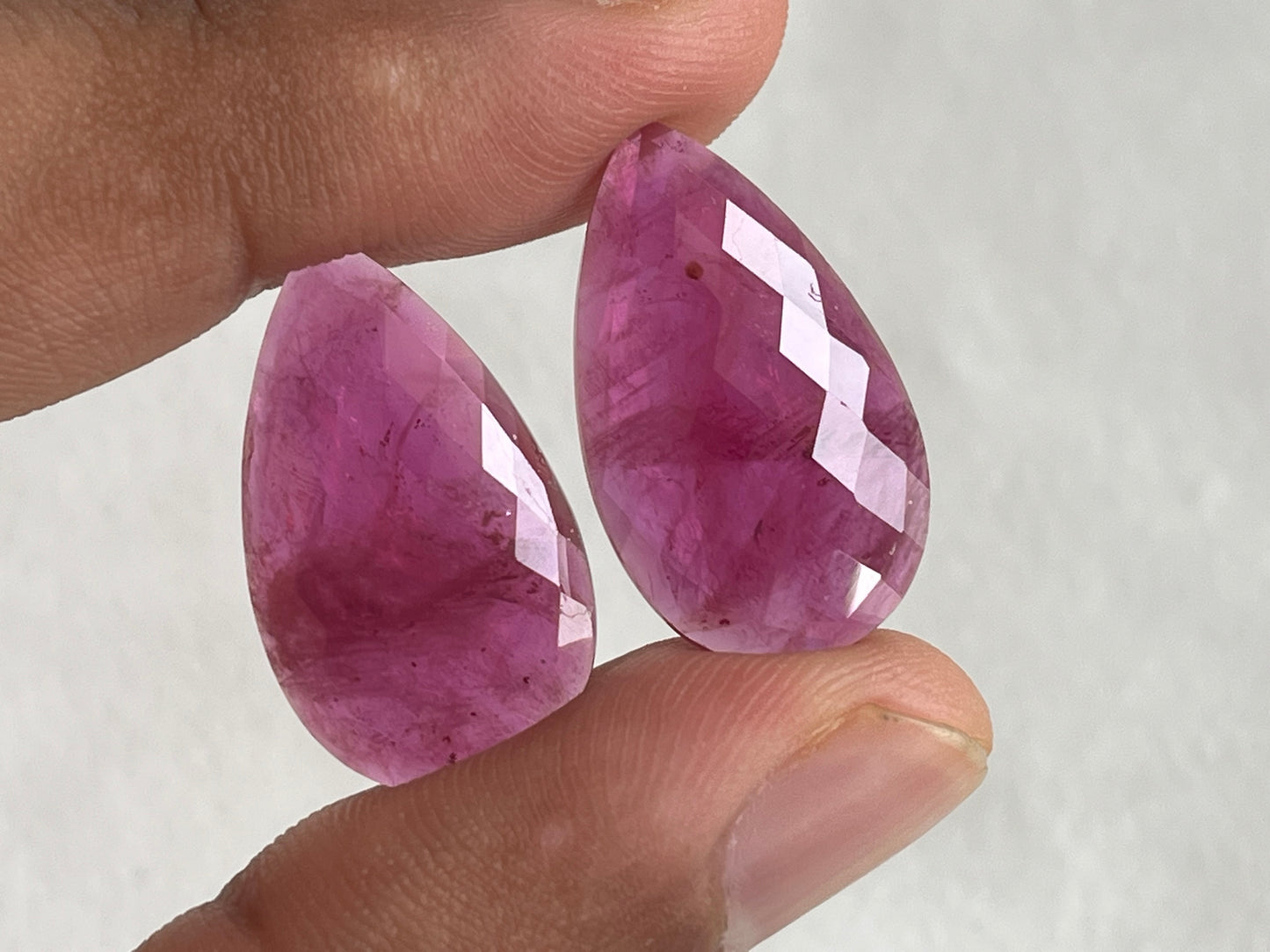 Ruby Pear Shape Faceted Pair