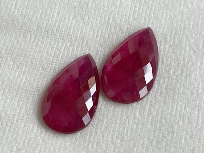 Ruby Pear Shape Faceted Pair