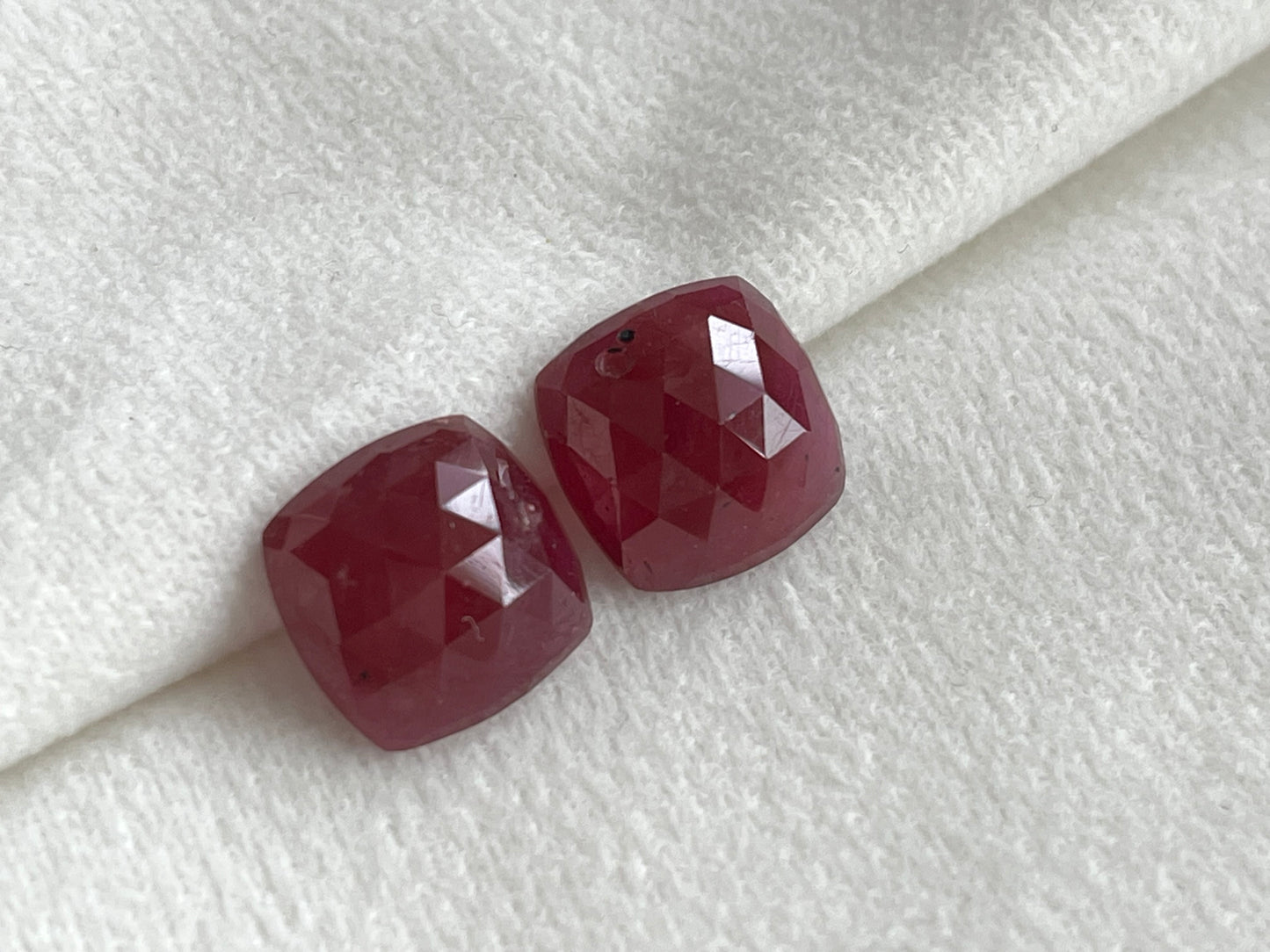 Ruby Cushion Shape Faceted Pair