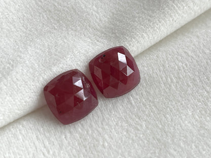 Ruby Cushion Shape Faceted Pair