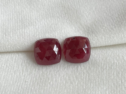 Ruby Cushion Shape Faceted Pair