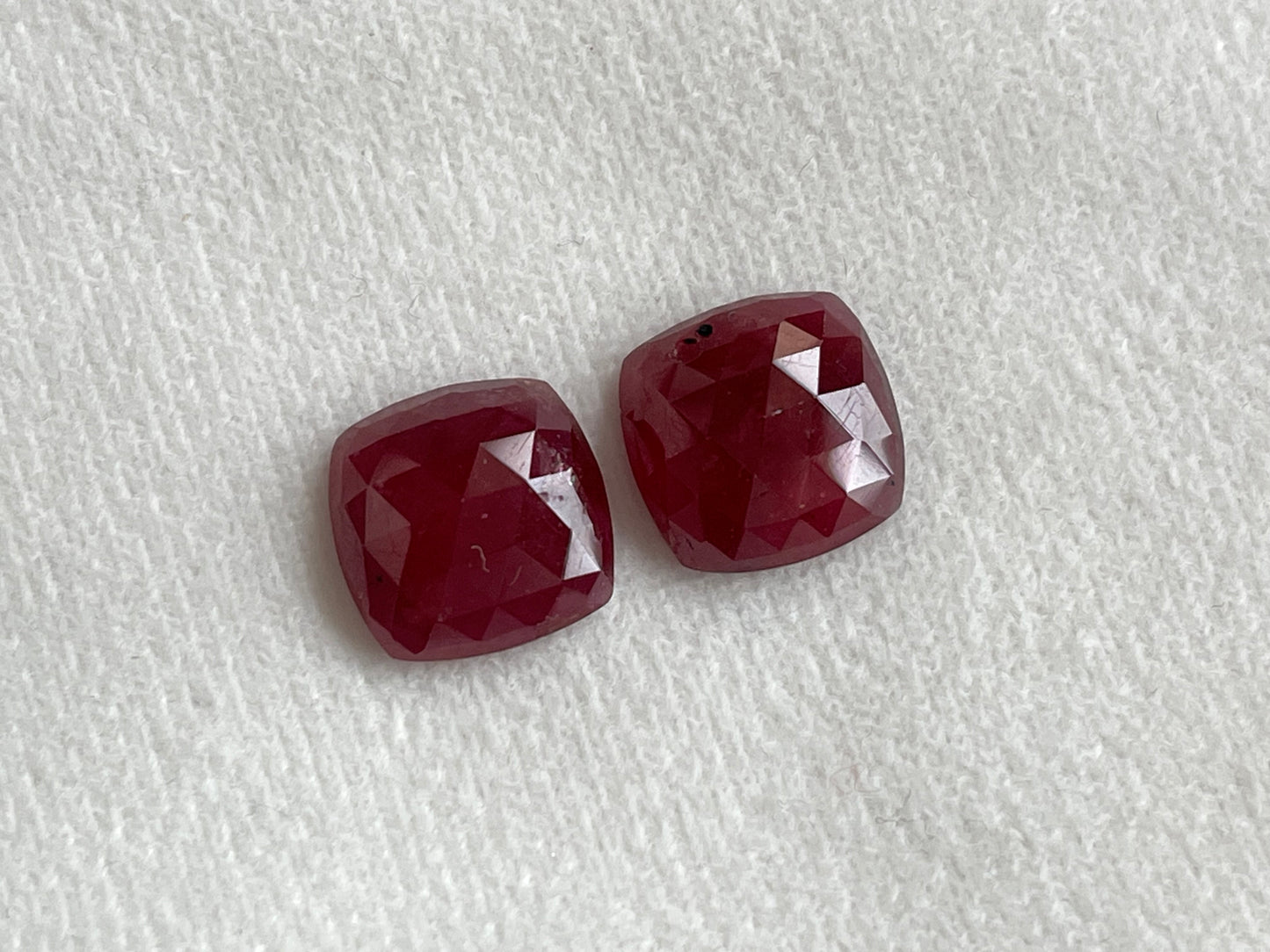 Ruby Cushion Shape Faceted Pair