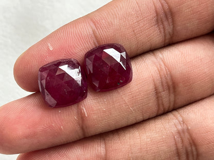 Ruby Cushion Shape Faceted Pair
