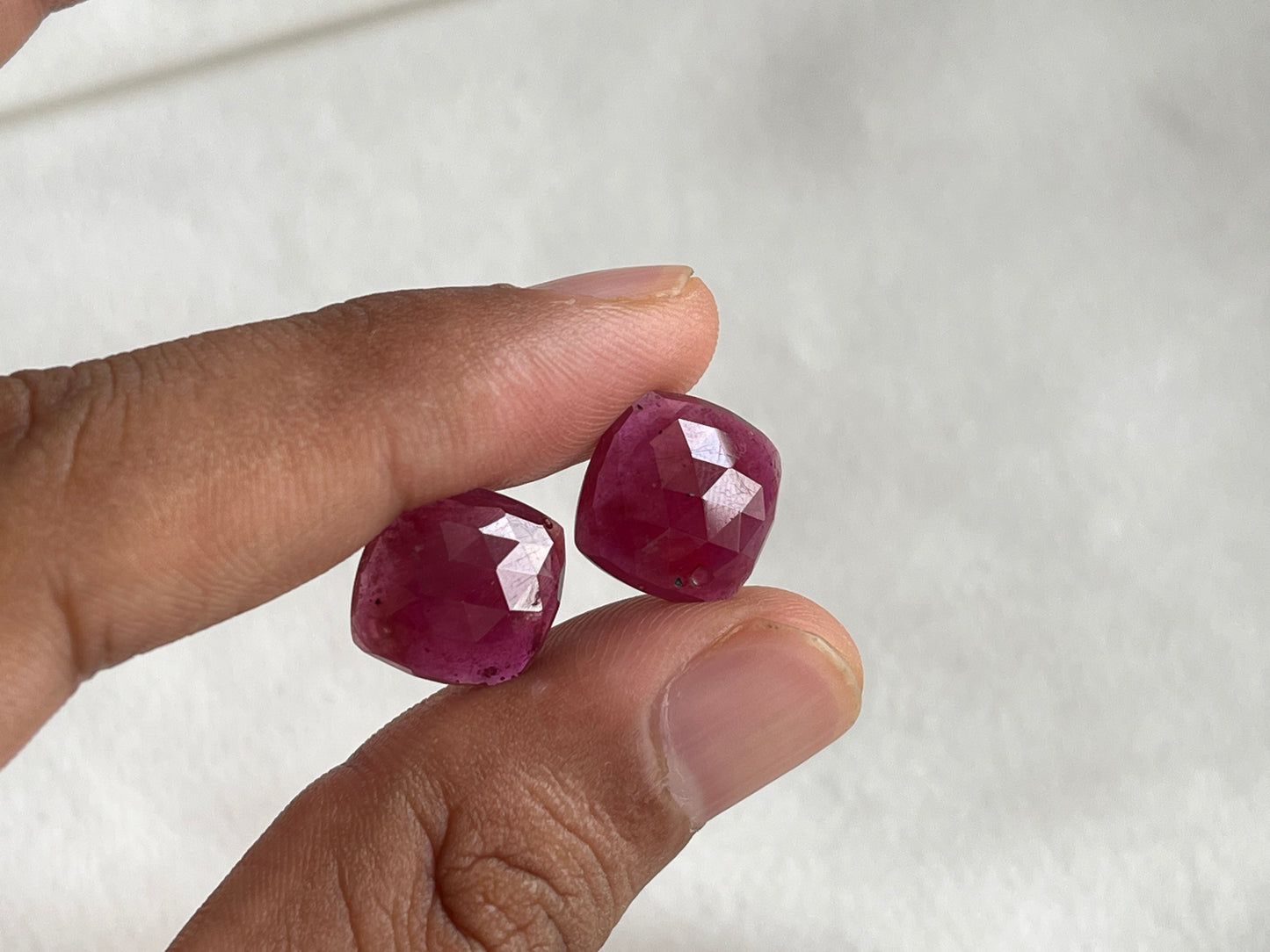 Ruby Cushion Shape Faceted Pair