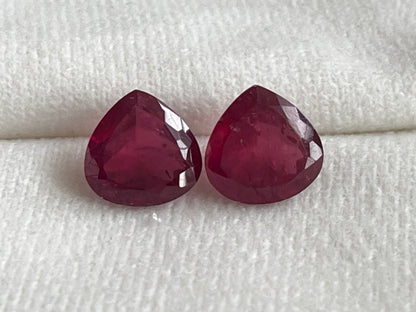 Ruby Heart Shape Cut Stone Pair