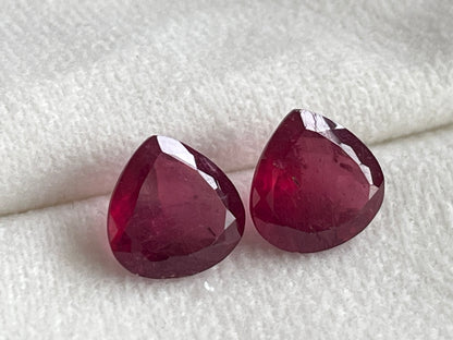 Ruby Heart Shape Cut Stone Pair