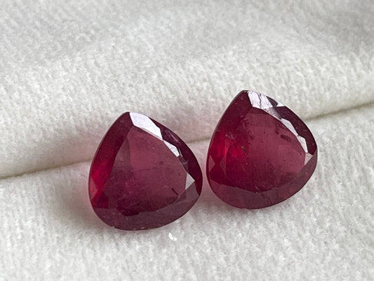 Ruby Heart Shape Cut Stone Pair