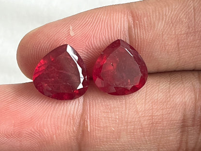 Ruby Heart Shape Cut Stone Pair