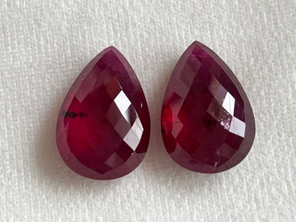 Ruby Pear Briolette Pair