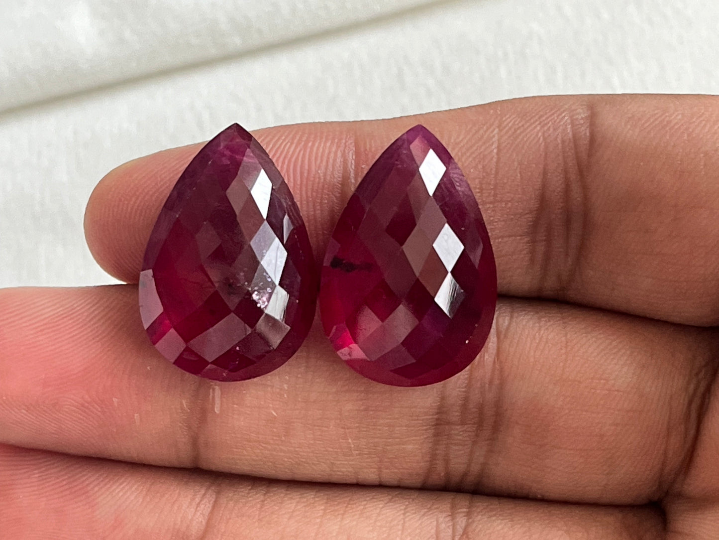 Ruby Pear Briolette Pair