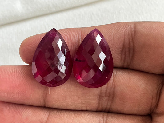 Ruby Pear Briolette Pair
