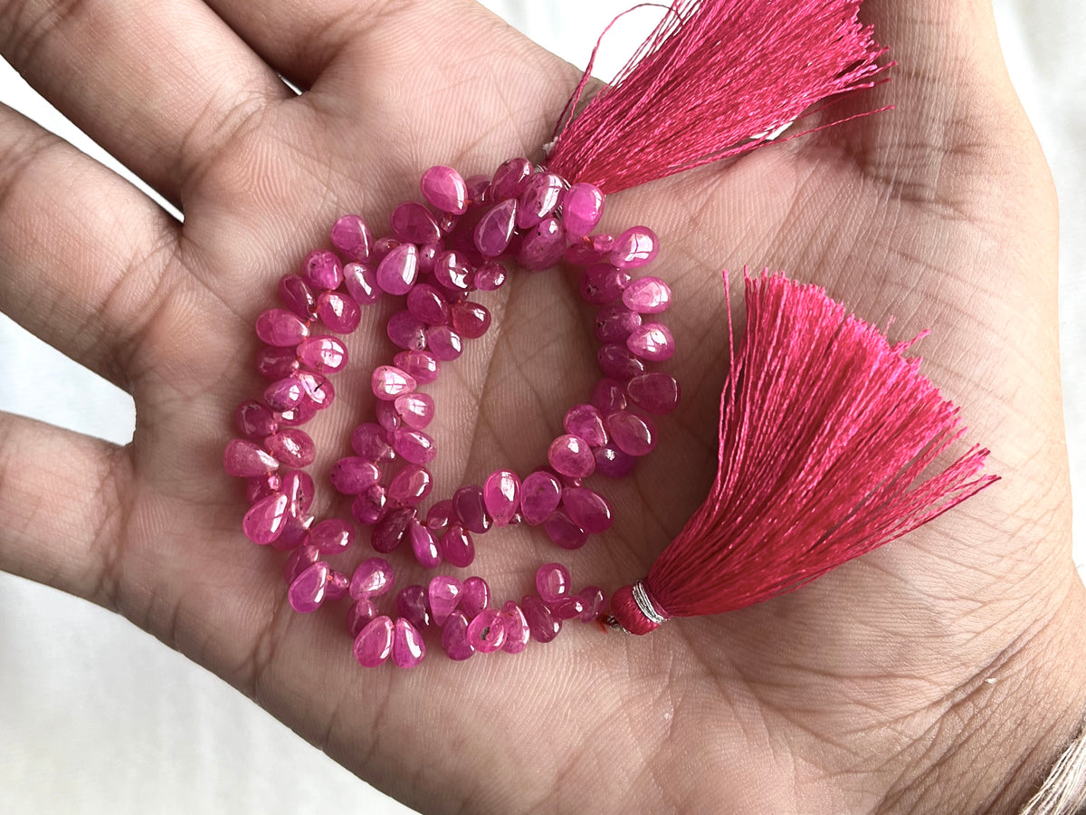 Ruby (Jhonson Mines) smooth pear beads
