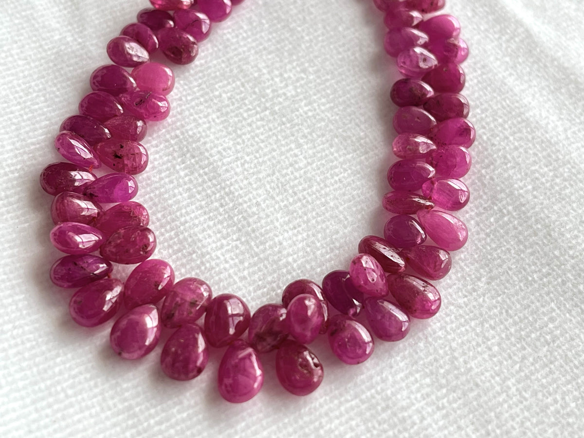 Ruby (Jhonson Mines) smooth pear beads