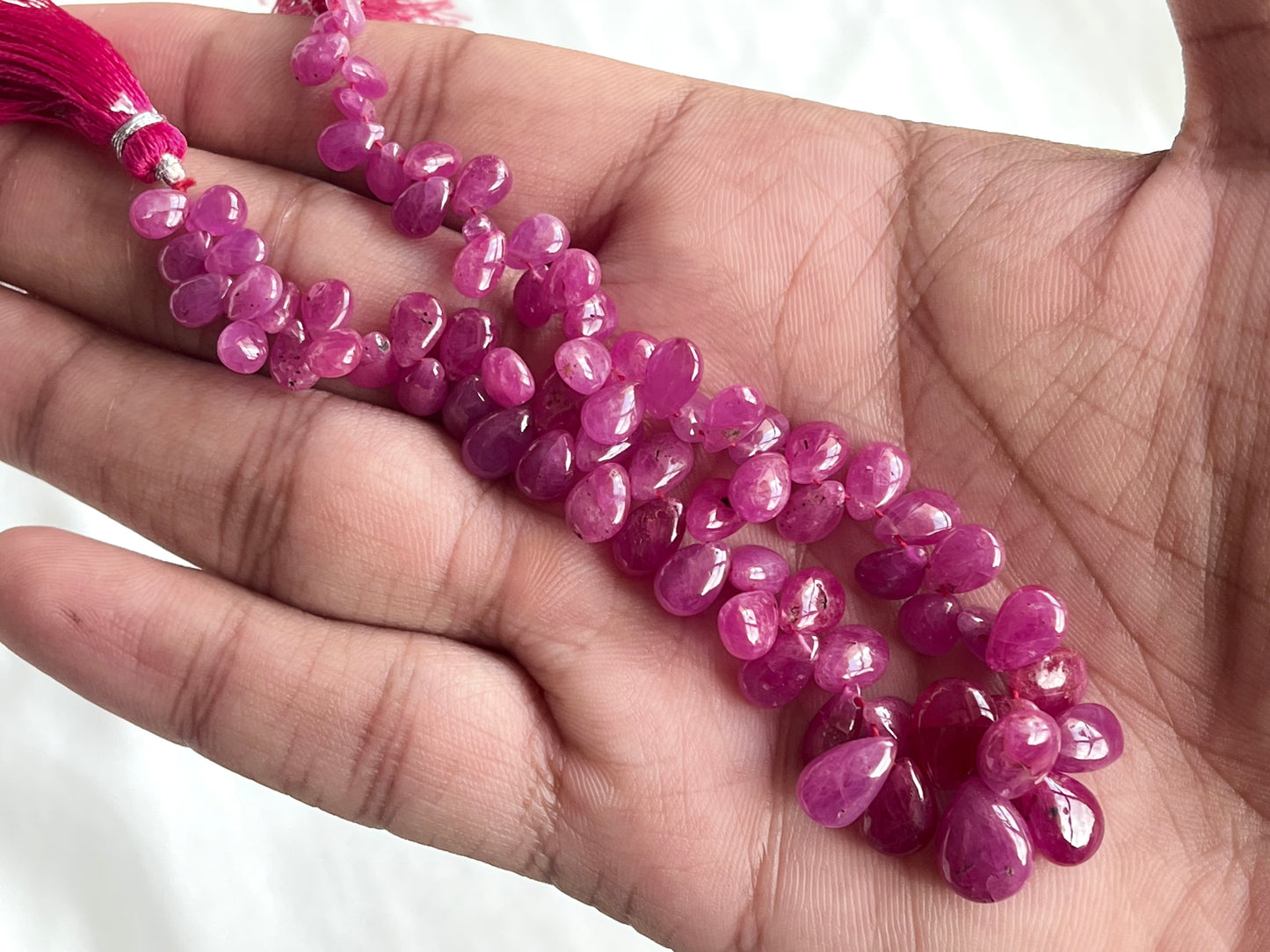 Ruby (Jhonson Mines) smooth pear beads