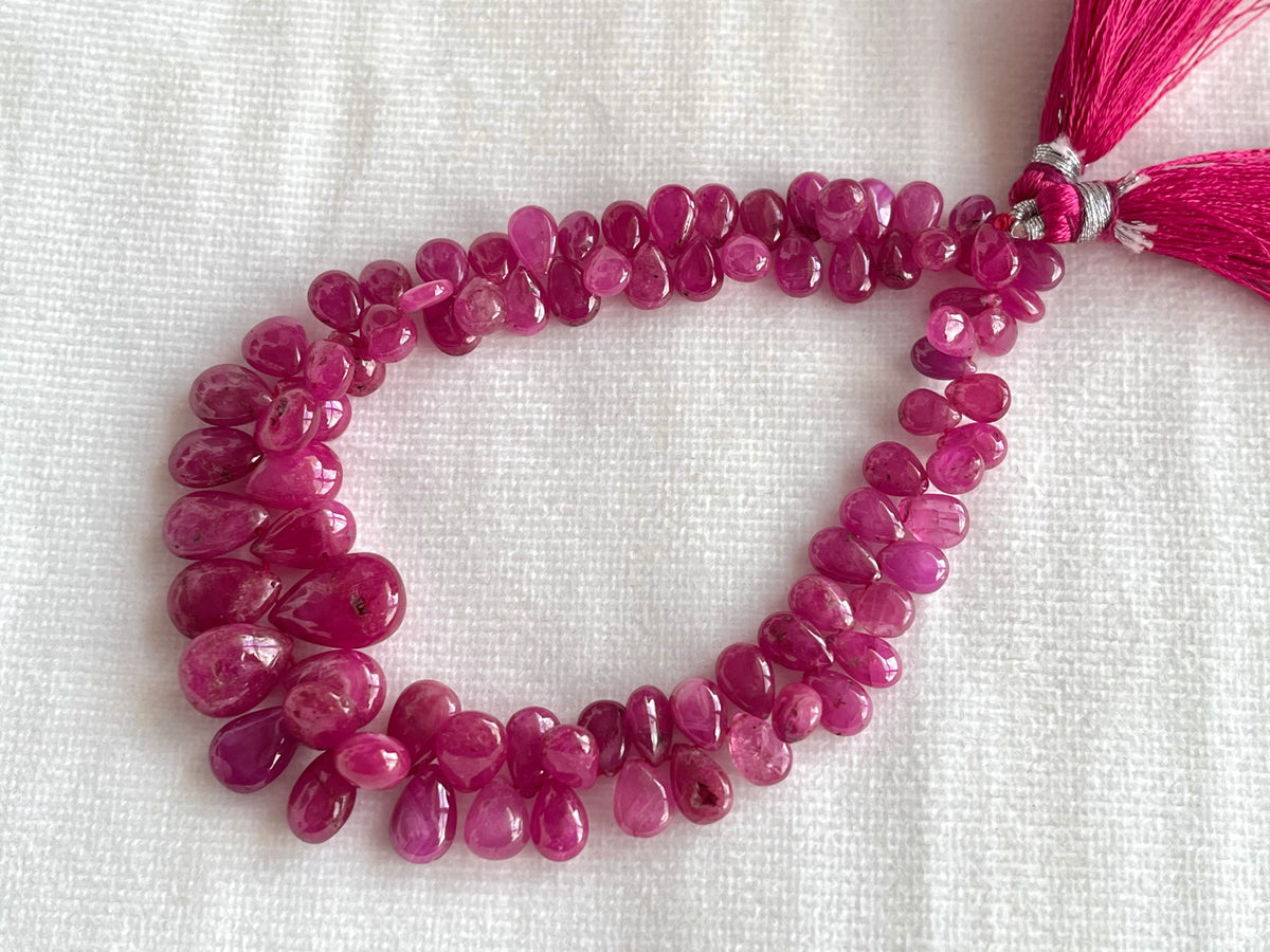 Ruby (Jhonson Mines) smooth pear beads
