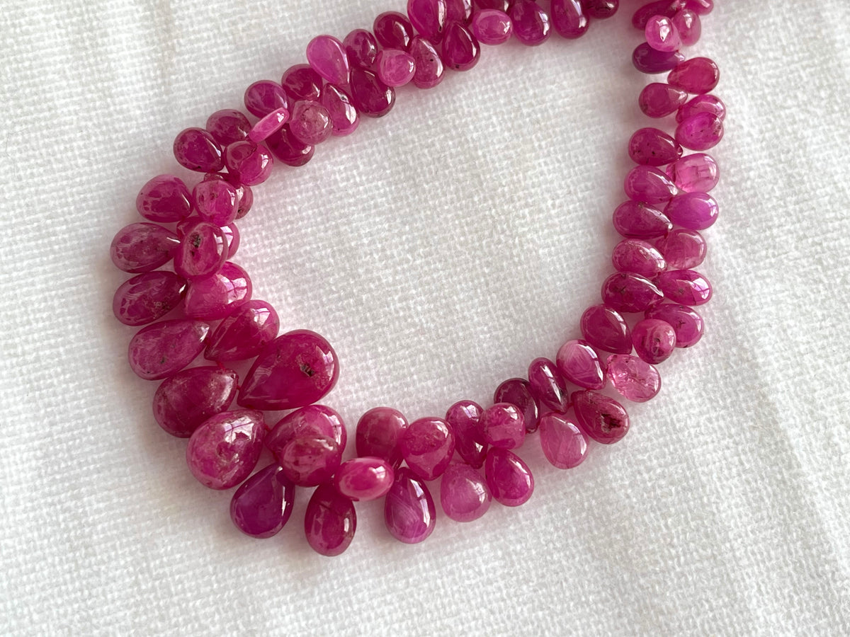 Ruby (Jhonson Mines) smooth pear beads