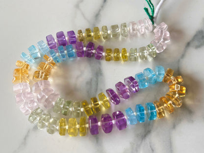 Natural Mixed Semi Precious Smooth Hexagonal Beads | Bolt Shape Beads