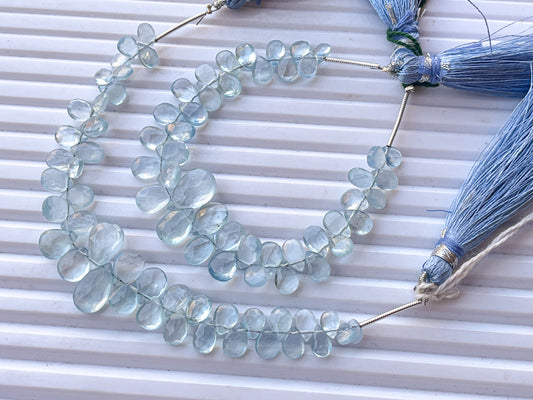 Aquamarine Faceted Pear Shape Briolette Beads