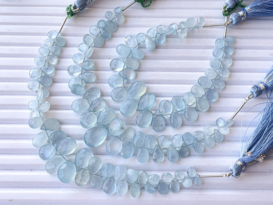 Aquamarine Faceted Pear Shape Briolette Beads
