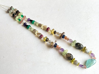 New Exclusive! Fusion of Mix Gemstones (All Natural) with various Shapes & Designs in Pair all in One Strand, Gemstone Necklace SET 30-49