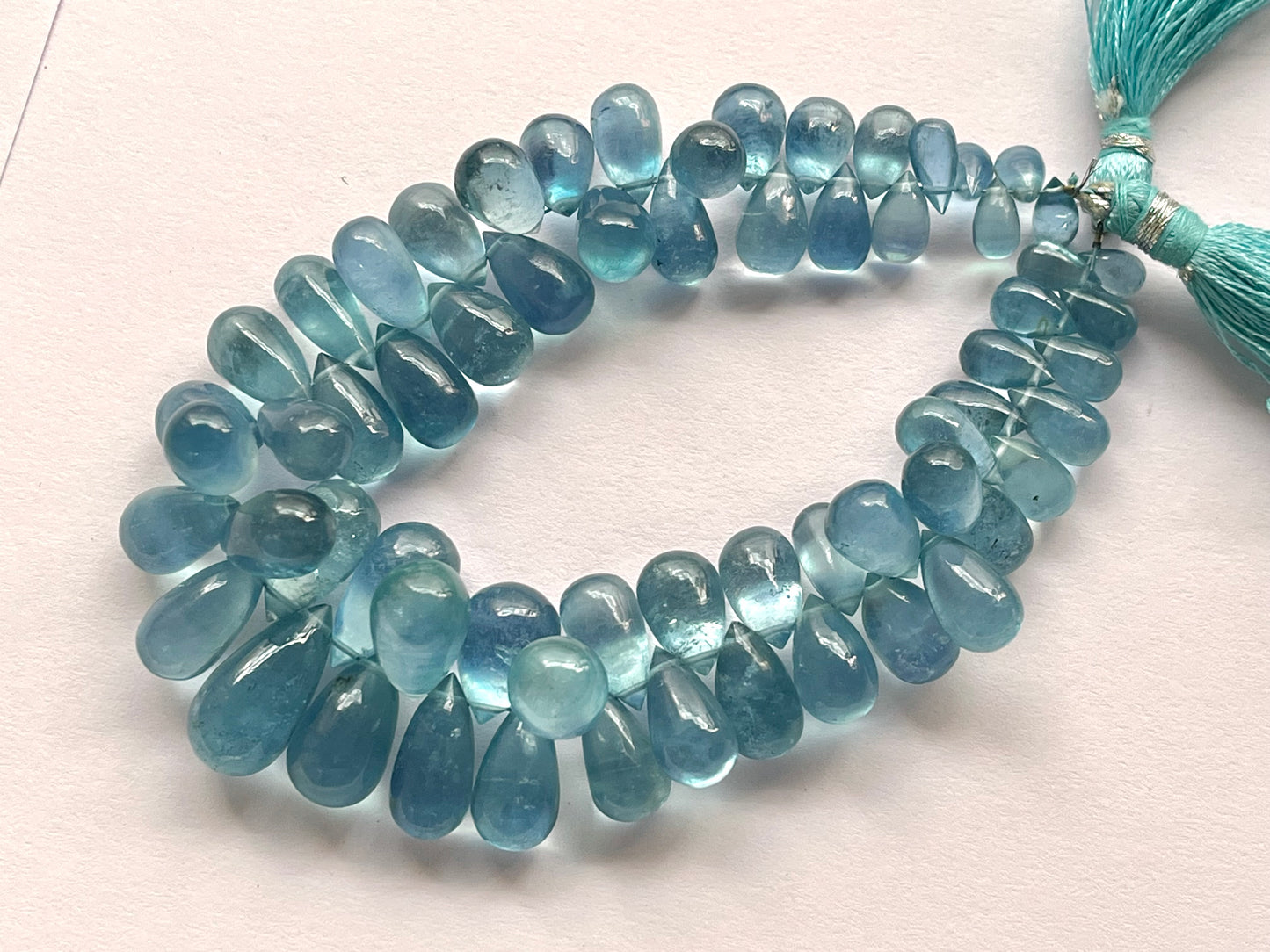 Aquamarine Smooth Teardrops Beads