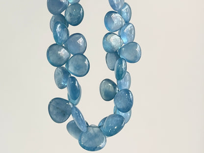 Aquamarine Smooth heart Shape Beads