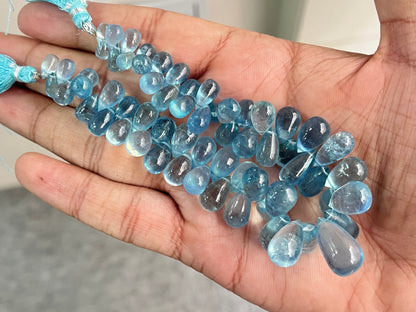 Aquamarine Smooth Teardrops Beads