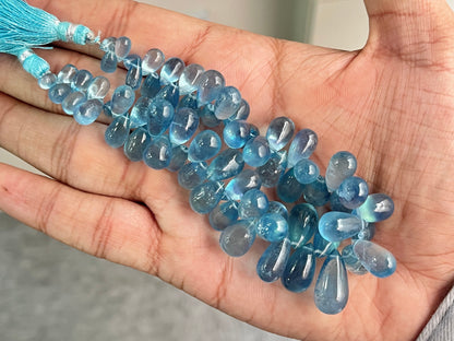 Aquamarine Smooth Teardrops Beads