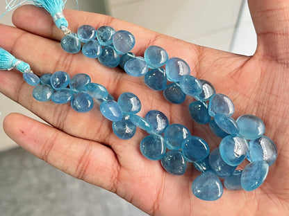 Aquamarine Smooth heart Shape Beads