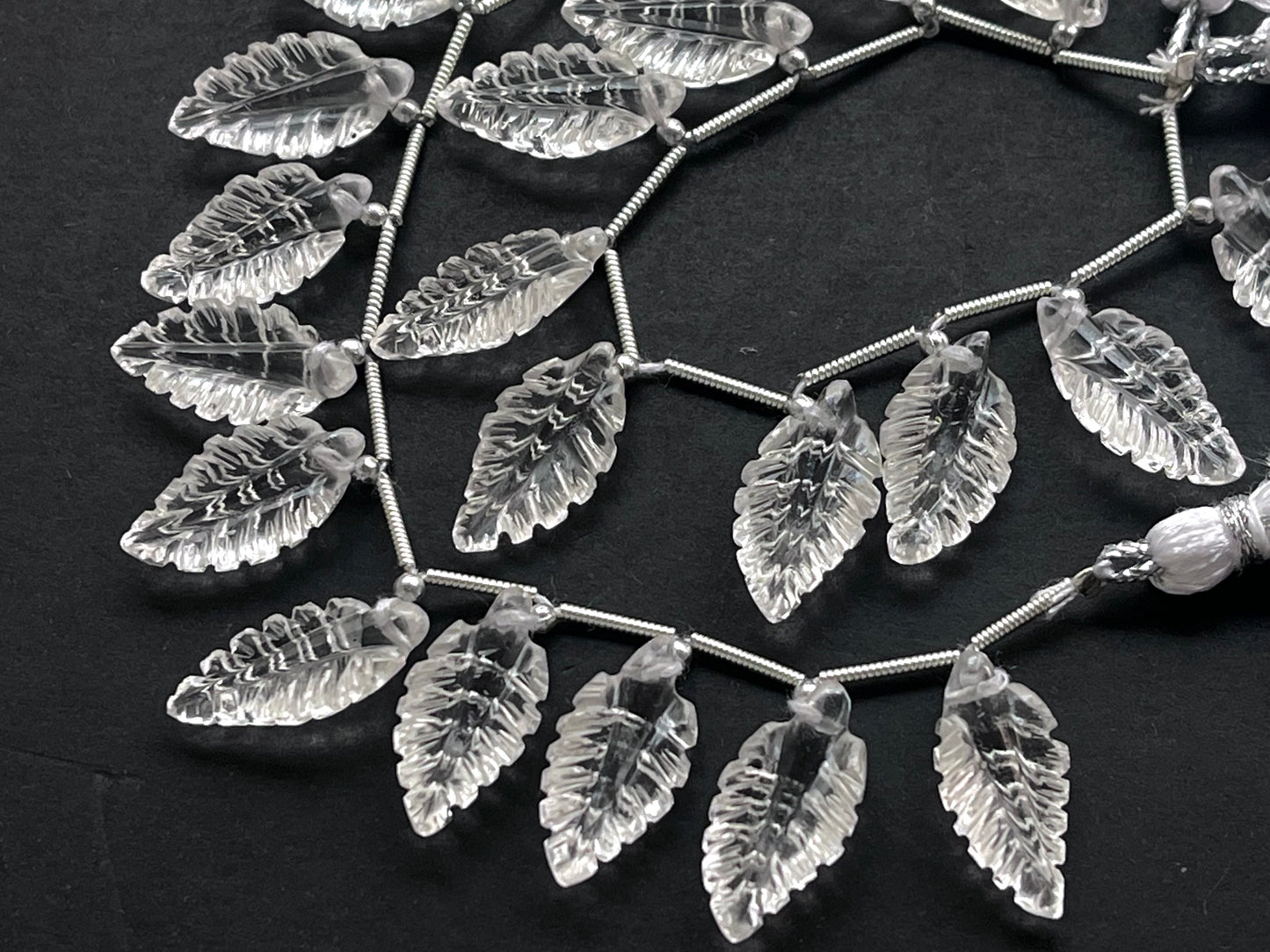 Crystal Leaf Carving Beads