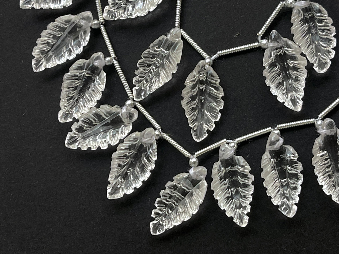 Crystal Leaf Carving Beads