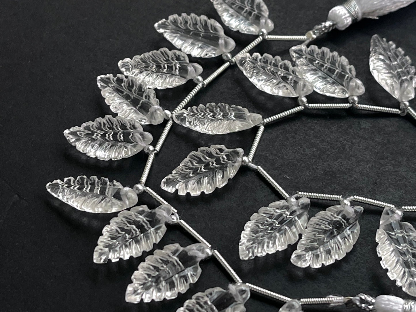 Crystal Leaf Carving Beads