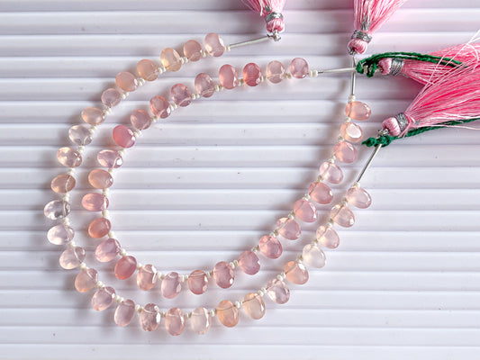 Rose Pink Chalcedony Oval Shape Cut Stone Beads