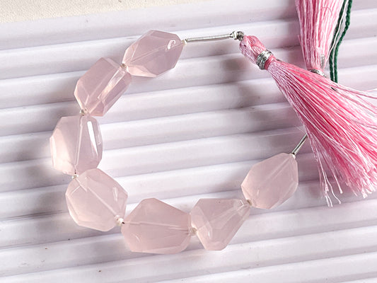 Rose Quartz Faceted Tumble Shape Beads